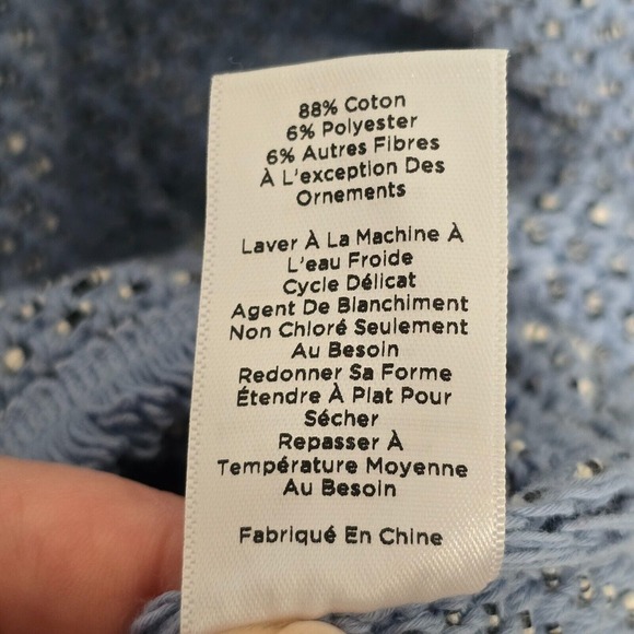 Talbots Womens Space Dyed Tweed Sweater Jacket Size 3X Blue Full Zip Peplum Hem - Picture 9 of 15